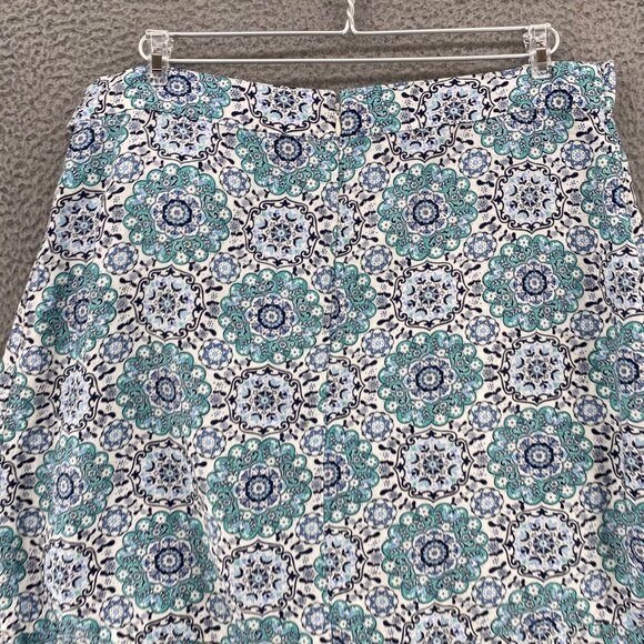 LOFT Skirt Womens 14 Blue Floral Paisley Linen Blend Faux Wrap Mini Ruffle Hem - Picture 4 of 9